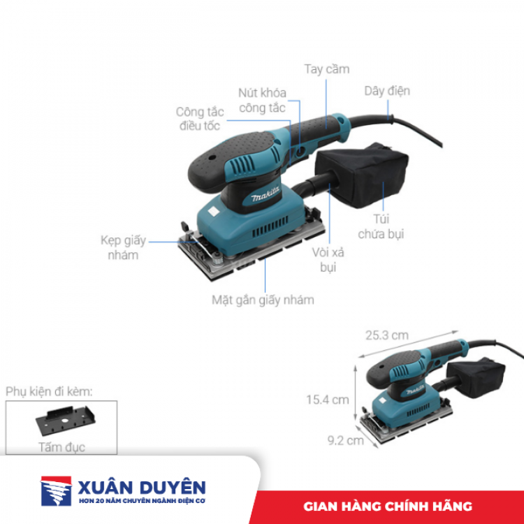 Máy chà nhám rung hình chữ nhật Makita BO3710 (190W)