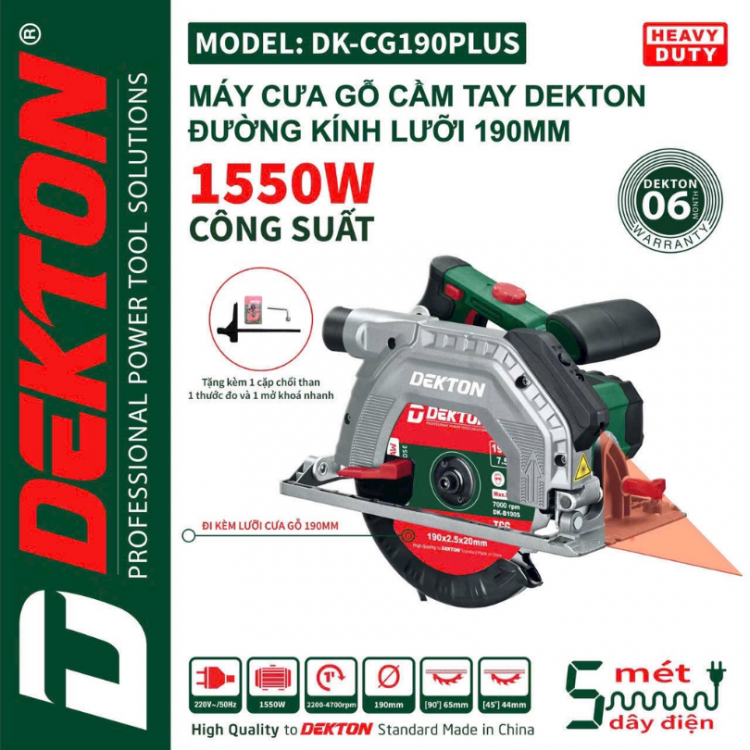 Máy cưa gỗ Dekton DK-CG190PLUS (190MM, 1550W)
