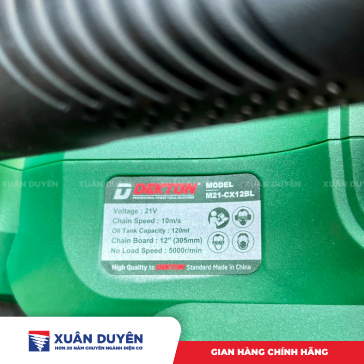 Máy cưa xích dùng pin 21V Dekton M21-CX12BL 