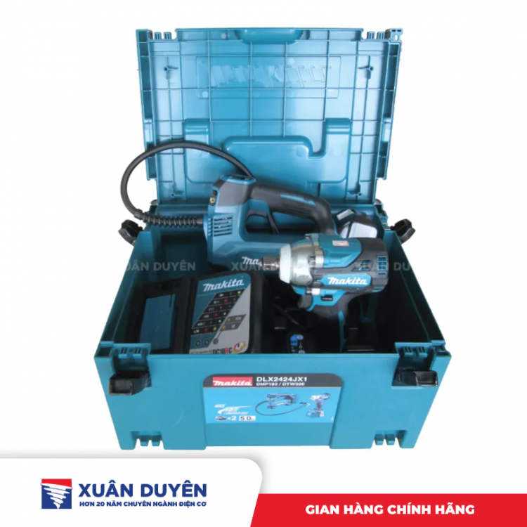 Máy siết bulong và bơm hơi dùng pin 18V Makita DLX2424JX1 (DMP180P + DTW300)