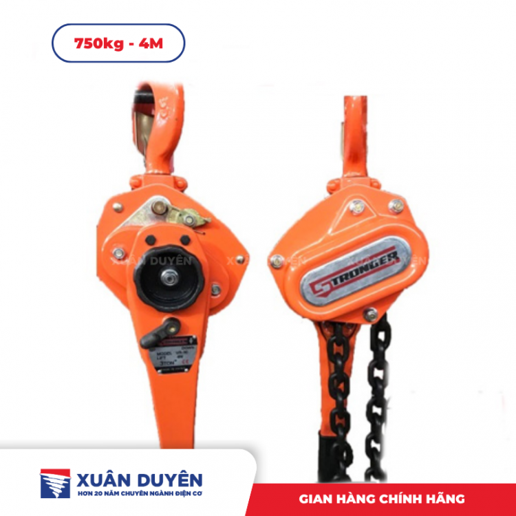 Pa lăng xích kéo tay 750kg 4m Stronger 0.75T - 4M