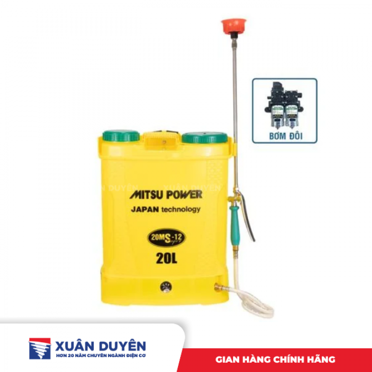 Bình xịt điện bộ bơm đôi Mitsu Power 20MS-12 (20L, 12AH)