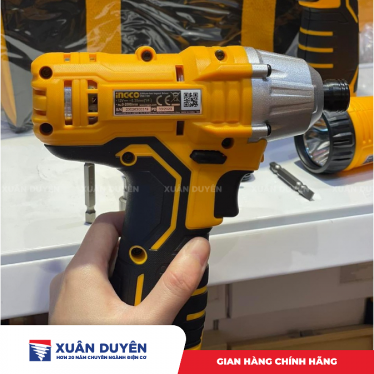 Bộ combo máy khoan 10mm và siết vít dùng pin Lithum 12V Ingco CKLI1201