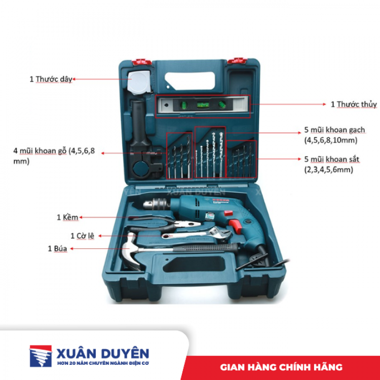 Bộ máy khoan 19 món Bosch GSB 550 MP SET (13MM, 550W)