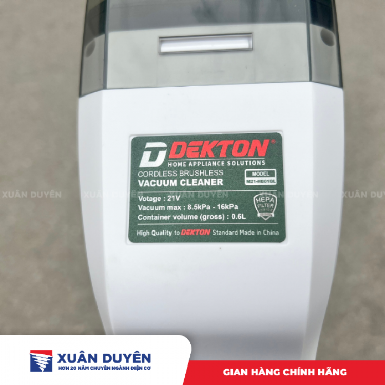 Máy hút bụi dùng pin 21V Dekton M21-HB01 (Chưa kèm pin sạc)