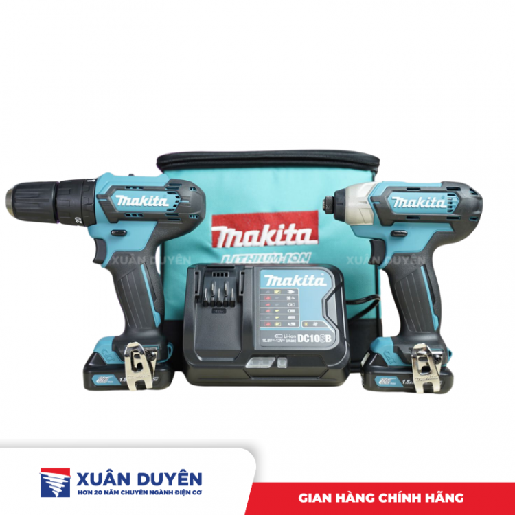 Bộ máy khoan vặn vít dùng pin 12V Makita CLX228S (HP333D+TD110D)