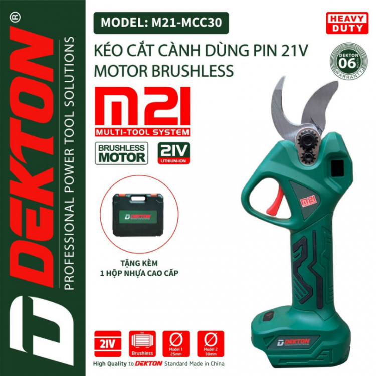 Máy cắt cành dùng pin 21V Dekton M21-MCC30 (Chưa kèm pin sạc)