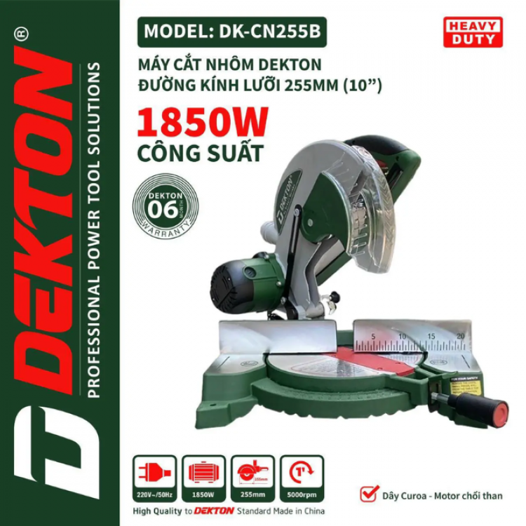 Máy cắt nhôm Dekton DK-CN255B (250MM, 1850W) (dây curoa)