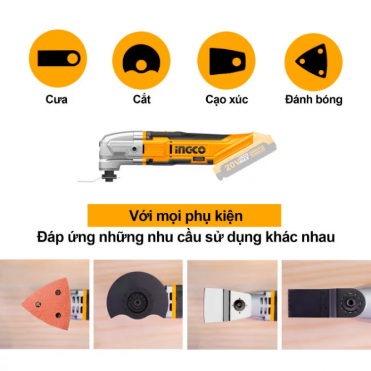 Máy cắt rung đa năng dùng pin 20V Ingco CMLI2001 (Chưa kèm pin sạc)