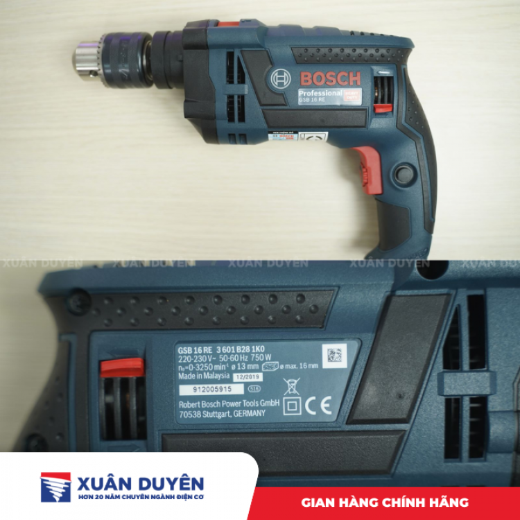 Máy Khoan động lực Bosch GSB 16RE (16MM, 750W) (valy nhựa)