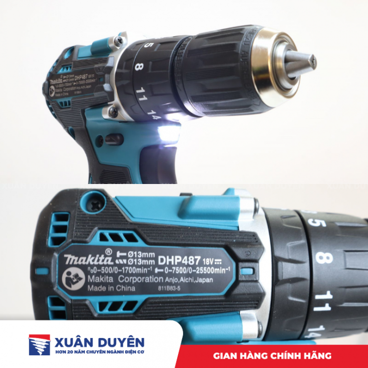 Máy khoan động lực dùng pin 18V Makita DHP487Z (Chưa kèm pin sạc)