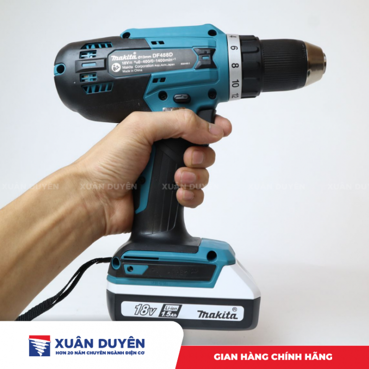 Máy khoan vặn vít dùng pin 18V Makita DF488DZ (Chưa kèm pin sạc)