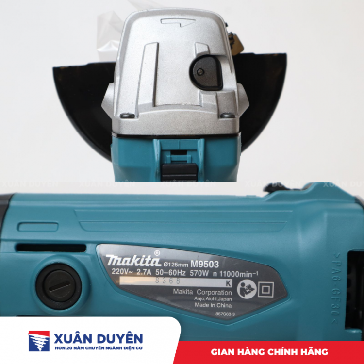 Máy mài góc Makita M9503B (125MM, 570W, Công tắc trượt)