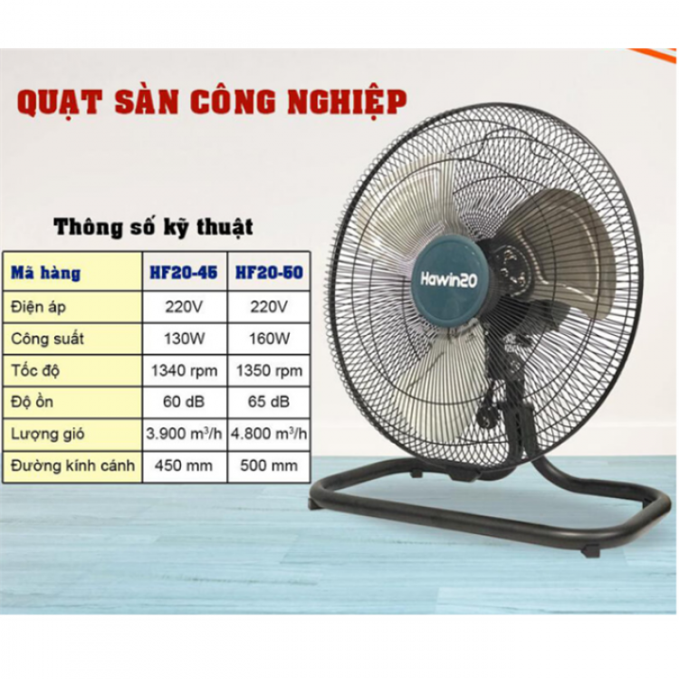 Quạt sàn công nghiệp Hawin HF20-50 (đen, trắng)