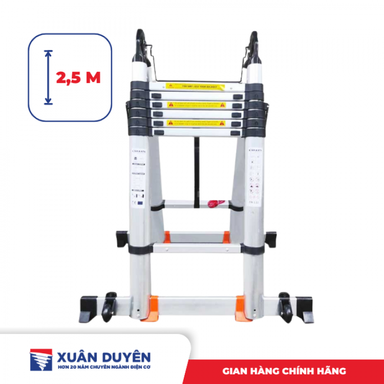 Thang nhôm đôi Nakata TY638 (chữ A 2.5m + 2.5m) màu đen