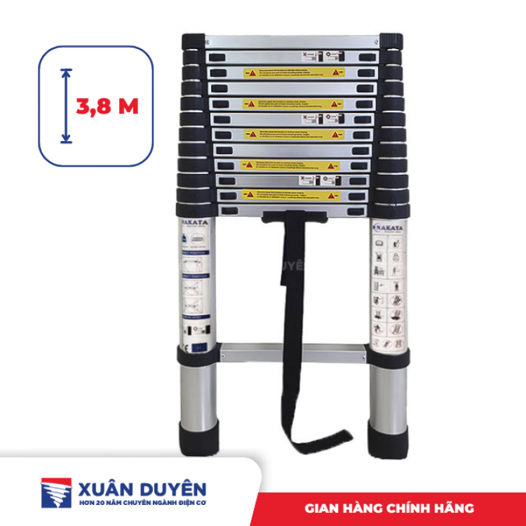 Thang nhôm đơn Nakata TY612 (rút 3m8 đứng, màu đen)