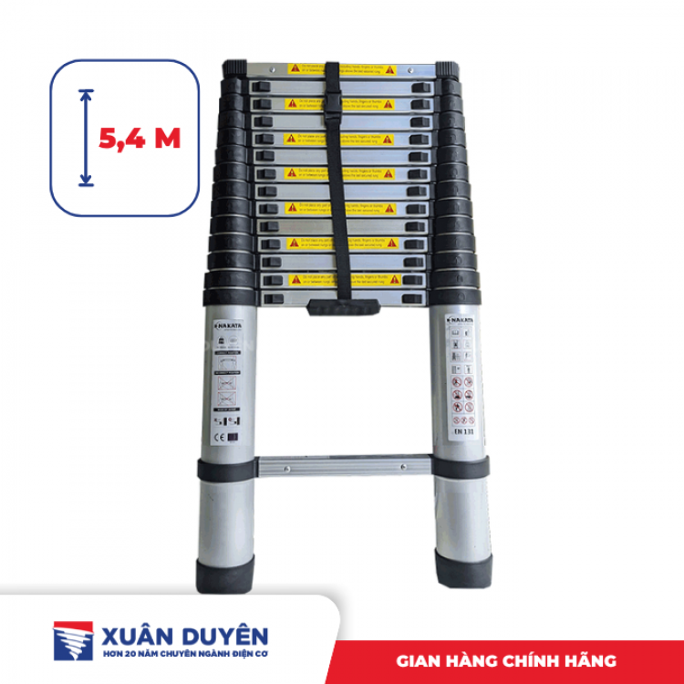 Thang nhôm đơn Nakata TY616 (rút 5m4 đứng, màu đen)